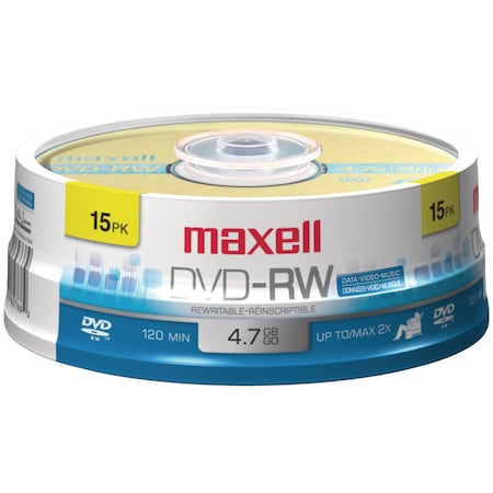 Maxell Digital 4.7GB 120-Minute DVD-RW 15pcs Spindle 635117